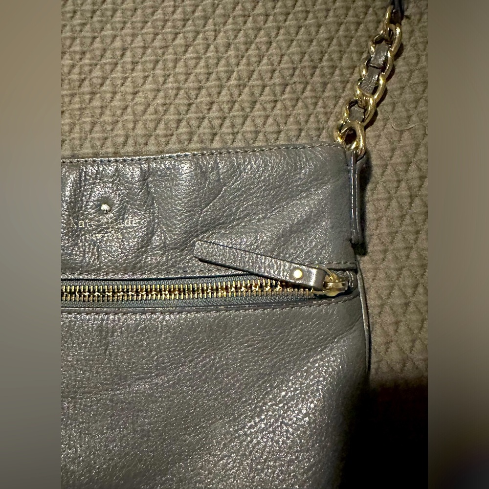 Kate Spade Gray Jackson Street Leather Gold Hardware Adjustable Strap Crossbody